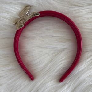 Valentino Headband - Red Leather with Gold Butterfly Accent